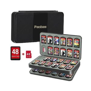 paobas 48 slot game card case for nintendo switch game cards and mirco sd memory cards, portable switch lite/oled game memory card storage holder