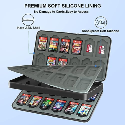 Paobas 48 Slot Game Card Case for Nintendo Switch Game Cards and Mirco SD Memory Cards, Portable Switch Lite/OLED Game Memory Card Storage Holder