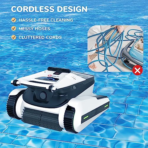 Seauto Shark Cordless Robotic Pool Vacuum Cleaner Waterline Cleaning, Wall-Climbing, Intelligent Route Planning (Multi)