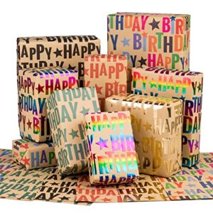 ruspepa kraft wrapping paper sheets - birthday greeting design - 12 folded sheets-19.68 x27.5 inch