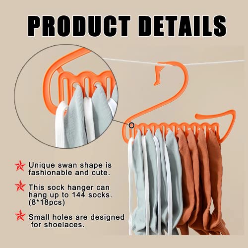 Musibo 18Pcs Drying Rack, Sock Hanger, Portable Clothes Hanger, Windproof Underwear Hanger, Total 144 Clip Holes, for Drying Socks, Bra, Baby Clothes and Small Laundry Items