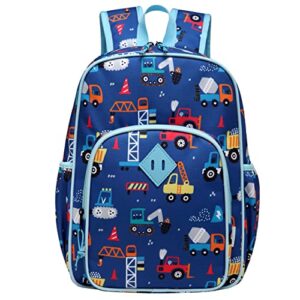 VASCHY Toddler Kids backpacks, Cute Lightweight Water Resistant Preschool Kindergarten Daypack SchoolBag Boolbag for Boys Construction Cars