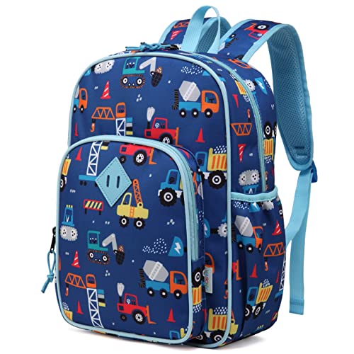 VASCHY Toddler Kids backpacks, Cute Lightweight Water Resistant Preschool Kindergarten Daypack SchoolBag Boolbag for Boys Construction Cars