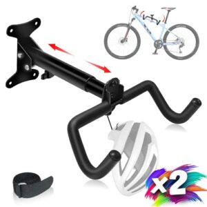 cucesh bike wall mount hanger 2 pack .horizontal indoor bicycle storage rack. cycling wall mounted holder hook for road, mountain or hybrid bikes in garage or home