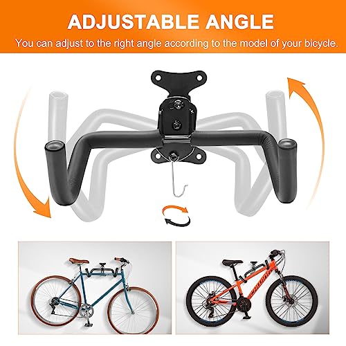 CUCESH Bike Wall Mount Hanger 2 Pack .Horizontal Indoor Bicycle Storage Rack. Cycling Wall Mounted Holder Hook for Road, Mountain or Hybrid Bikes in Garage or Home