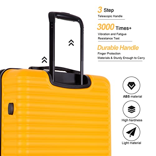 Tripcomp Luggage Sets Wear-Resistance Hardside Lightweight Suitcase Double Spinner Wheels, TSA Lock,Two Hooks, Scratch-resistant Carry-on,3 Piece Set(20inch 24inch 28inch) (Orange-085)