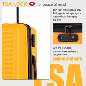 Tripcomp Luggage Sets Wear-Resistance Hardside Lightweight Suitcase Double Spinner Wheels, TSA Lock,Two Hooks, Scratch-resistant Carry-on,3 Piece Set(20inch 24inch 28inch) (Orange-085)