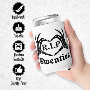 CiyvoLyeen Gothic 30th Birthday Can Sleeve Death to My 20s Party Decor Skull Design Cooler RIP Cheer Youth Bachelorette Supplies Happy Halloween Women Wife Sweet Gifts Beer Soda Black White 12PCS