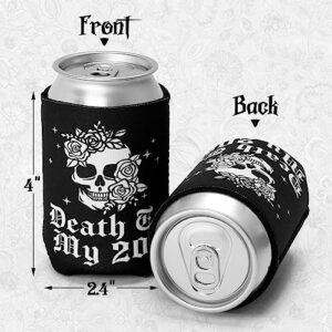 CiyvoLyeen Gothic 30th Birthday Can Sleeve Death to My 20s Party Decor Skull Design Cooler RIP Cheer Youth Bachelorette Supplies Happy Halloween Women Wife Sweet Gifts Beer Soda Black White 12PCS