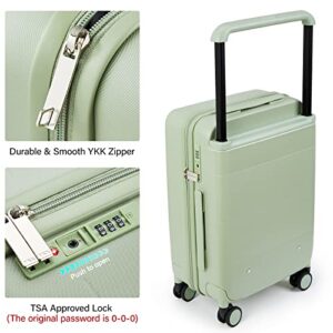 Hanke Carry On Luggage 22x14x9 Airline Approved Spinner Wheels TSA Luggage with Wide Handle Hard Shell Suitcases Lightweight Travel Luggage Women Men(Bamboo Green)