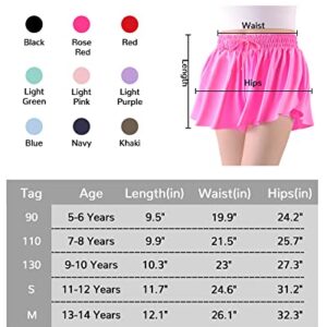 BOOPH Girls Flowy Shorts Athletic Butterfly Shorts Girls with Inner Pockets for Running Tennis Rose Red 13-14Y