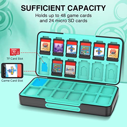 THELIFELICIOUS Switch Game Card Case for Nintendo Switch/Switch OLED/Switch Lite, Gradient Color Lining Games Card Holder with 48 Game Card Slots & 24 Micro SD Card Slots.