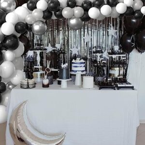 HYOWCHI Star Theme Wars Party Decorations - 165 Pcs Star Theme Wars Balloon Garland Arch Supplies, Black Silver White Latex Balloon Arch For Wars Birthday Baby Shower Party Decorations