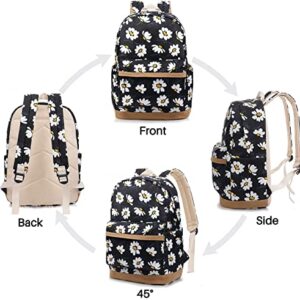 HUHUTU School Bag Set, Daisy Laptop Backpack Lunch Bag Pencil Case