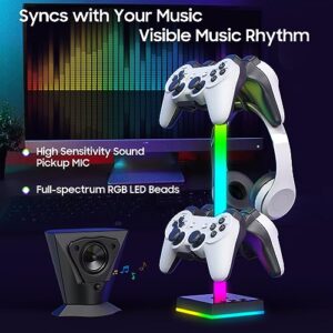 RGB Gaming Controller Stand, Headphone and Controller Holder for Desk, Display Controller Stand for Xbox Series| One/ PS5/ PS4/ Nintendo/Switch Controller, 2 Type-C Charging Ports, Gaming Accessories