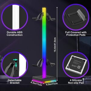 RGB Gaming Controller Stand, Headphone and Controller Holder for Desk, Display Controller Stand for Xbox Series| One/ PS5/ PS4/ Nintendo/Switch Controller, 2 Type-C Charging Ports, Gaming Accessories