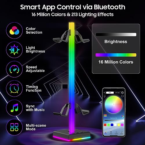 RGB Gaming Controller Stand, Headphone and Controller Holder for Desk, Display Controller Stand for Xbox Series| One/ PS5/ PS4/ Nintendo/Switch Controller, 2 Type-C Charging Ports, Gaming Accessories