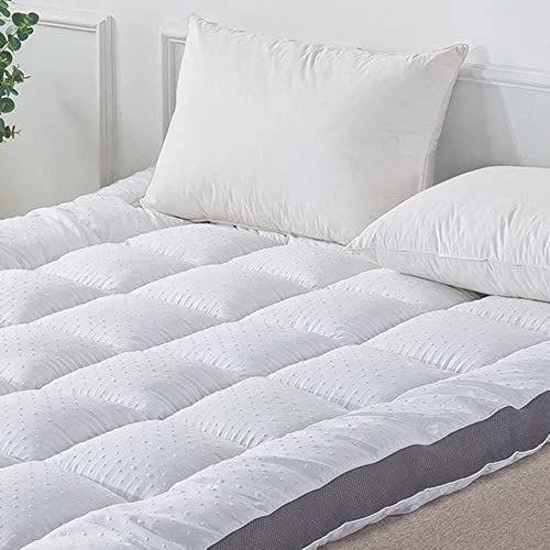 YZ HOMTEX Mattress Topper Mattress Pad Protector - Quality Plush Luxury Down Alternative Pillow Top - 3inch Extra Thick Mattress Cover (Short Queen), White