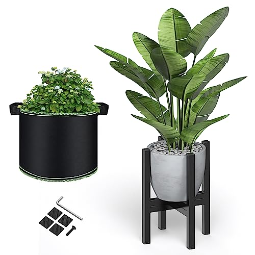 Forlogic Metal Plant Stand, Mid Century Modern Plant Stand Indoor, Plant holders indoor stand Fits Up to 10" Planter, Tall Plant Stand Bear 600 lbs, Plant Holder for Indoor and Outdoor with 1 Pot