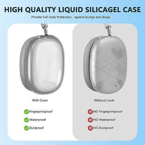 Clear AirPods Max Case and Leather Airpod Max Automatic Sleep Function Protective Headphones Case,Inesore for Apple Airpods Max Case Accessories Anti Scratch dust Prevention(Black Case+Clear Case)