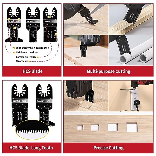 29PCS Oscillating Saw Blades, Reinforced Titanium Oscillating Multitool Blades for Wood, Metal, Plastic Cutting, Quick Release Oscillating Tool Blades Fit Dremel Dewalt Craftsman Ryobi Milwaukee