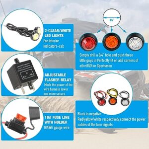 UTV ATV Horn Kit and Turn Signal Kit with Rocker Switch for Polaris RZR Ranger Honda Pioneer SXS Dirt Bike Turbo ​Can-Am Kawasaki Golf Cart Dune Buggy 4x4 Project Motorcycle…