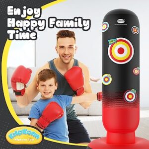 Kilpkonn Punching Bag for Kids, 67" Inflatable Punching Boxing Bag Set with Gloves and Pump - Red