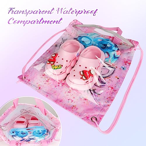 RLGPBON Unicorn Drawstring Backpack for Kids Girls and Boy,Girls Gym Dance Bag,Sports Gym Bag for Girls Kids Waterproof Swimming Beach Sackpack