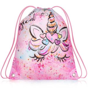 rlgpbon unicorn drawstring backpack for kids girls and boy,girls gym dance bag,sports gym bag for girls kids waterproof swimming beach sackpack