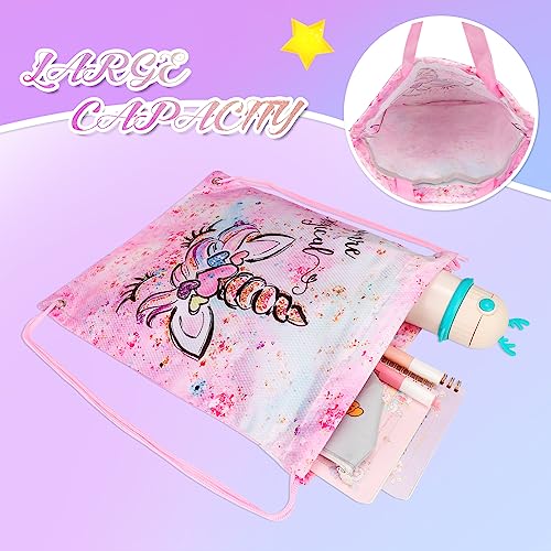 RLGPBON Unicorn Drawstring Backpack for Kids Girls and Boy,Girls Gym Dance Bag,Sports Gym Bag for Girls Kids Waterproof Swimming Beach Sackpack