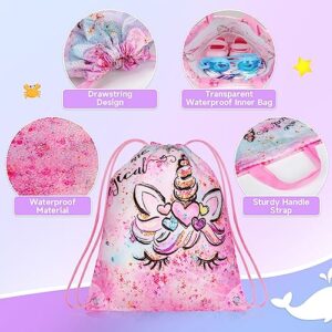 RLGPBON Unicorn Drawstring Backpack for Kids Girls and Boy,Girls Gym Dance Bag,Sports Gym Bag for Girls Kids Waterproof Swimming Beach Sackpack