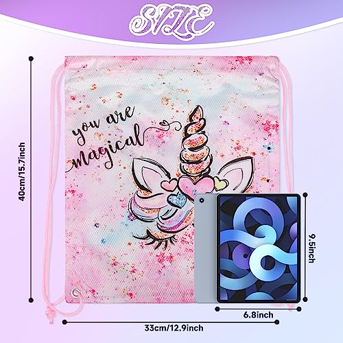 RLGPBON Unicorn Drawstring Backpack for Kids Girls and Boy,Girls Gym Dance Bag,Sports Gym Bag for Girls Kids Waterproof Swimming Beach Sackpack