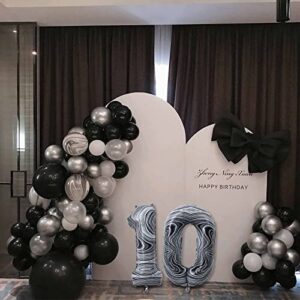 30 Balloon Number, 40 Inch Black Marble Foil Balloons Giant Jumbo Helium Number 30 Balloons for 30th Birthday Decorations Anniversary Events Boys Girls Party Decorations(Black Marble Agate)