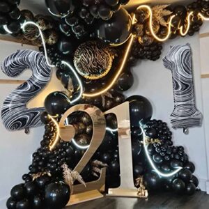 30 Balloon Number, 40 Inch Black Marble Foil Balloons Giant Jumbo Helium Number 30 Balloons for 30th Birthday Decorations Anniversary Events Boys Girls Party Decorations(Black Marble Agate)