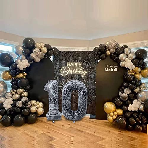 30 Balloon Number, 40 Inch Black Marble Foil Balloons Giant Jumbo Helium Number 30 Balloons for 30th Birthday Decorations Anniversary Events Boys Girls Party Decorations(Black Marble Agate)