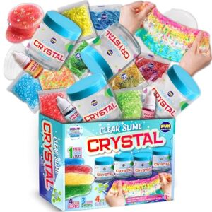 35.16 fl oz crystal clear slime for kids, funkidz 4 pack huge 1040 ml glassy slime pack toy premade water slime kit for girls boys party gift