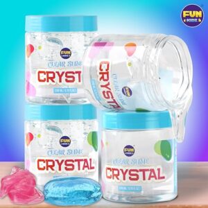 35.16 FL OZ Crystal Clear Slime for Kids, FunKidz 4 Pack Huge 1040 ML Glassy Slime Pack Toy Premade Water Slime Kit for Girls Boys Party Gift