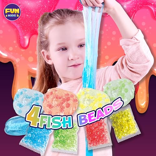 35.16 FL OZ Crystal Clear Slime for Kids, FunKidz 4 Pack Huge 1040 ML Glassy Slime Pack Toy Premade Water Slime Kit for Girls Boys Party Gift