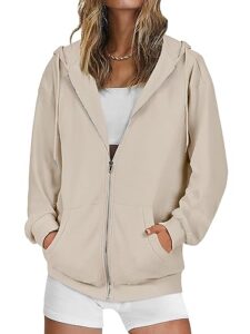 anrabess women's hoodies 2023 fall jacket rib kint sweater long sleeve sweatshirts casual dressy tops zip up trendy y2k clothes for teen girl 931mihuang-l beige