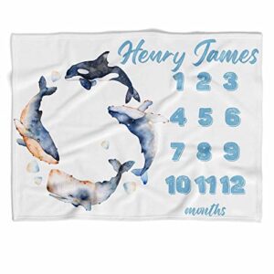 personalized whale baby blanket,whale blanket,baby blanket whale,baby whale security blanket,baby whale theme,milestone whale blanket for kids,swaddle blanket whale,baby boy whale, baby blanket ocean