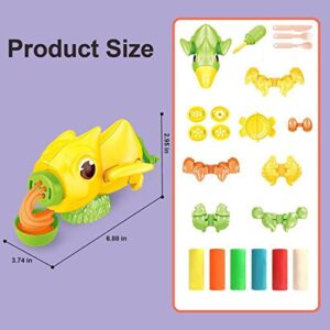 2 in 1 Dinosaur Playdough Toys, Creations Set of Dino Color Dough Toys, Parent-Child Interaction Game Playset for 3 4 5 6 Years Old Boys Girls Kids Birthday Yellow