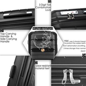 Somago 4 Pieces Luggage Set(14/20/24/28) PP Lightweight 4 Double Rolling Wheels Suitcase With TSA Lock & YKK Zipper Bussiness Trip (Black)