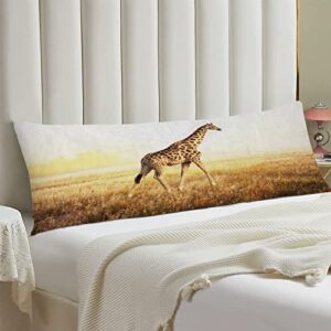 airmark body pillow cover,african giraffe nature printed long pillow cases protector with zipper decor soft large covers cushion for beding,couch,sofa,home gift 20"x54"