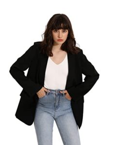 womens casual blazers open front long sleeve work office no buckle jackets blazer (as1, alpha, x_l, regular, regular, black)
