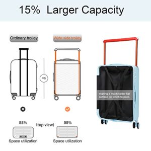 Somago 20 inch Carry On Luggage Wide Handle PC Hardside Rolling Bussiness Travel Suitcase With TSA Lock YKK Zipper&Silent Double Spinner Wheels(Blue)