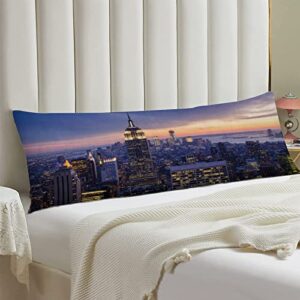 airmark body pillow cover,new york city skyline with skyscrapers at sunset printed long pillow cases protector with zipper decor soft large covers cushion for beding,couch,sofa,home gift 20"x54"