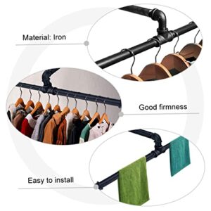 KONTONTY Hose Hanger Clothes Hanging Rod Bar industrial pipe garment rack closet rods for hanging clothes Retail Display Clothes Rod Iron Garment Bar Wardrobe iron hanger wrought iron