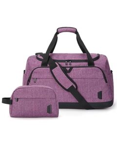 weekender bag for women, bagsmart 38l carry on overnight bag, gym bag personal item travel bag with trolley sleeve, shoe bag, purple-38l