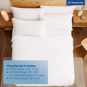 Bamboo Sheets King Size - Viscose from Bamboo & Microfiber Blend - Cooling Sheets - 6 Pc - King Size Sheets Set - King Sheets - Hotel Luxury Silky Soft & Long Lasting Cooling Bed Sheets, White
