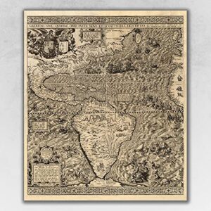 homeroots 24" x 28" vintage 1562 map of early americas wall art